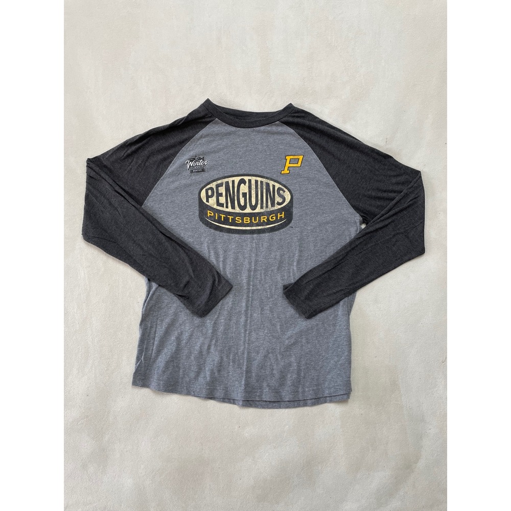 Fanatics Pittsburgh Penguins NHL Winter Classic Raglan Shirt XL Gray Mens Tee
